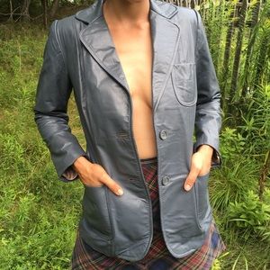 Leather blazer jacket vintage 70s